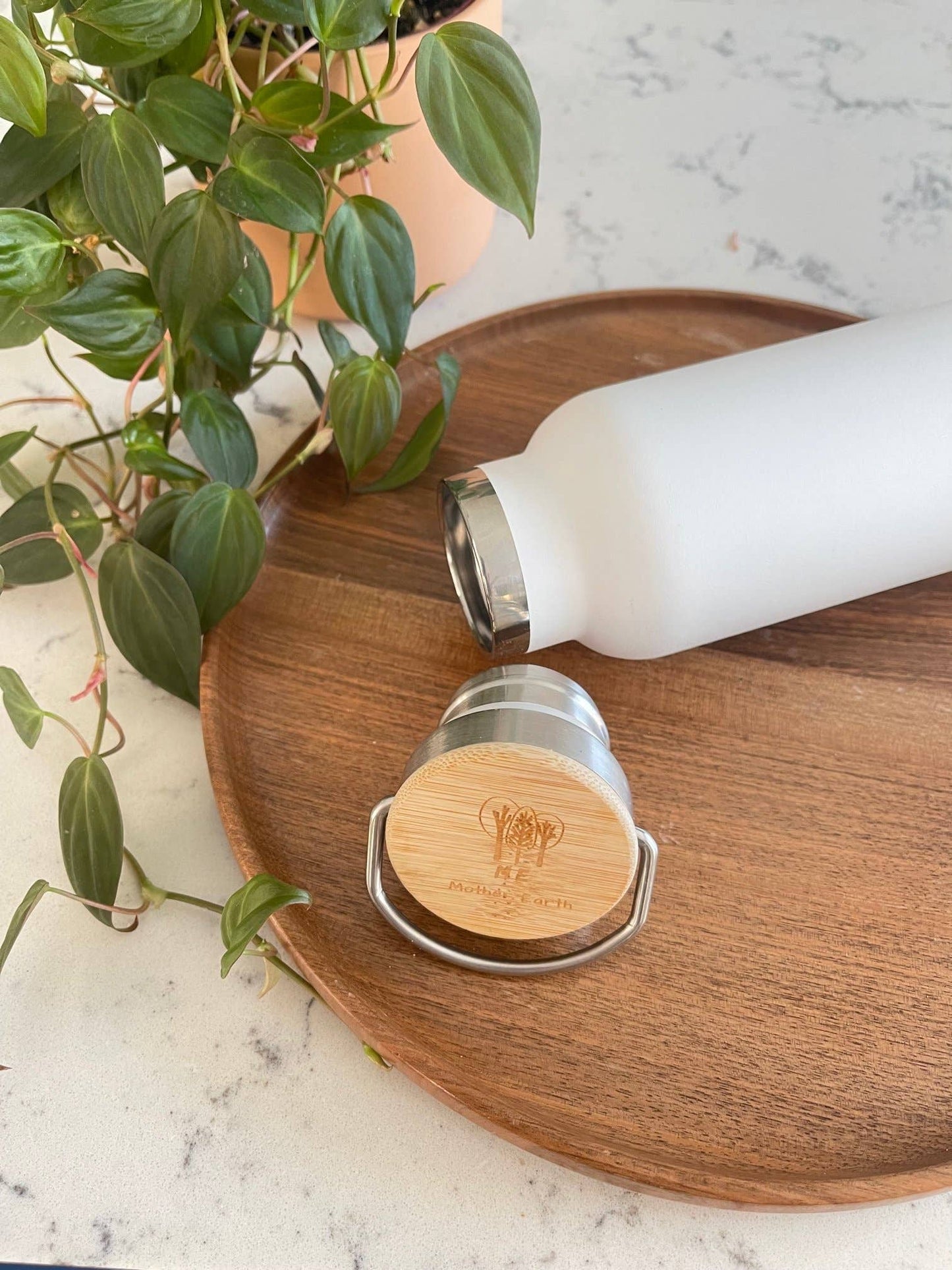 Stainless Steel Water Bottle with Bamboo Lid