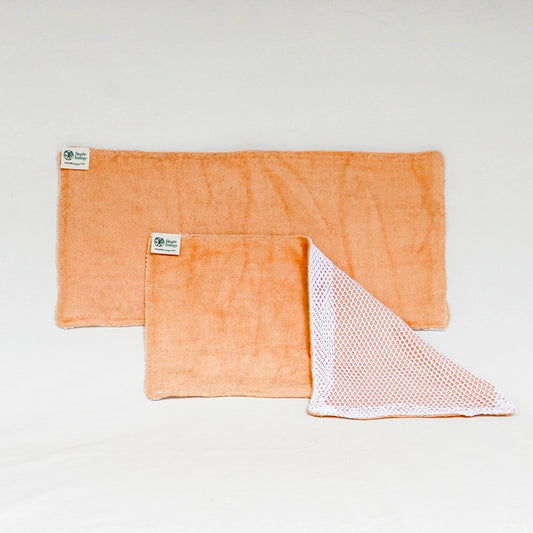 Organic Cotton Face Towel +Exfoliating Washcloth 2-Pack