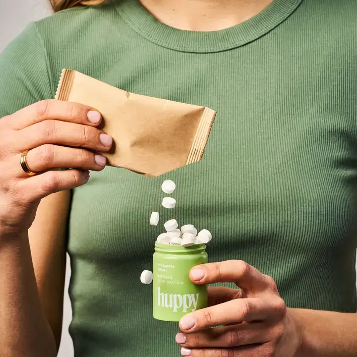 Huppy Toothpaste Tablets & Container - Strawberry