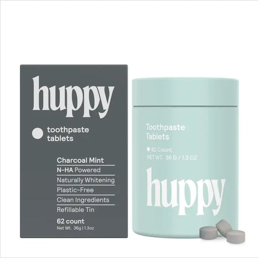Huppy Toothpaste Tablets & Container - Charcoal Mint