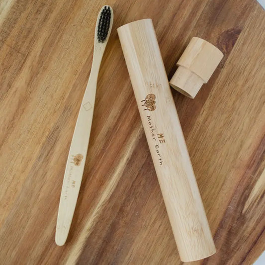 Bamboo Toothbrush + Travel Case Set