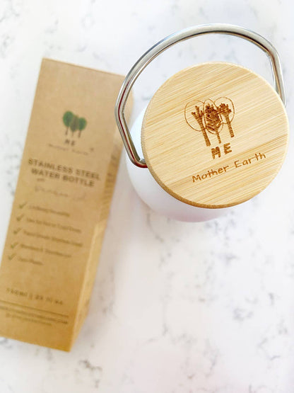 Stainless Steel Water Bottle with Bamboo Lid