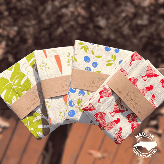 Handprinted Cotton Kitchen Towels