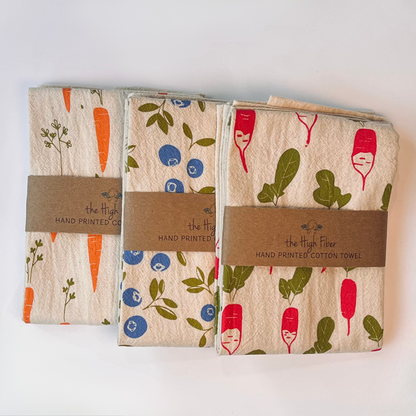 Handprinted Cotton Kitchen Towels